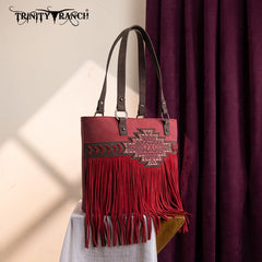 Trinity Ranch Aztec Tooled Fringe Concealed Carry Tote Set