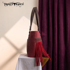 Trinity Ranch Aztec Tooled Fringe Concealed Carry Tote Set