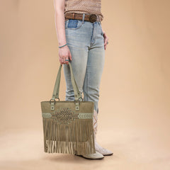 Trinity Ranch Aztec Tooled Fringe Concealed Carry Tote Set