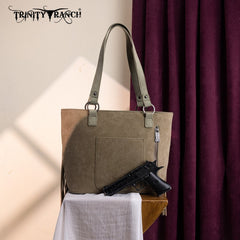 Trinity Ranch Aztec Tooled Fringe Concealed Carry Tote Set