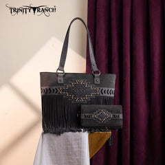 Trinity Ranch Aztec Tooled Fringe Concealed Carry Tote Set
