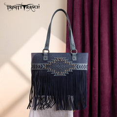 Trinity Ranch Aztec Tooled Fringe Concealed Carry Tote Set