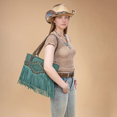 Trinity Ranch Aztec Tooled Fringe Concealed Carry Tote Set