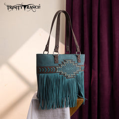 Trinity Ranch Aztec Tooled Fringe Concealed Carry Tote Set