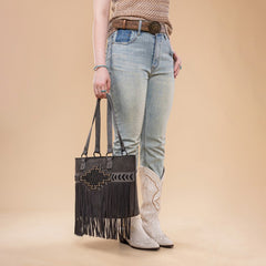 Trinity Ranch Aztec Tooled Fringe Concealed Carry Tote Set