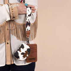 Wrangler Cow Print Mini Zip Card Case