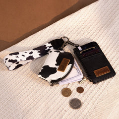 Wrangler Cow Print Mini Zip Card Case