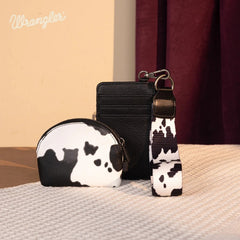 Wrangler Cow Print Mini Zip Card Case
