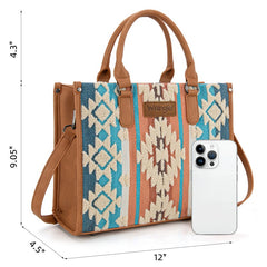 Wrangler Sherpa Aztec Canvas Concealed Tote Bag