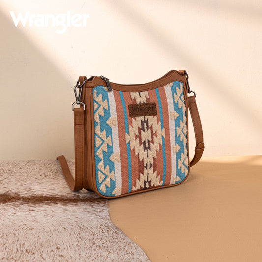 Wrangler Sherpa Aztec Canvas Crossbody