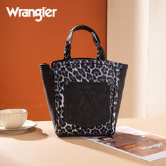 Wrangler Western Braided Handle Leopard Tote Bag