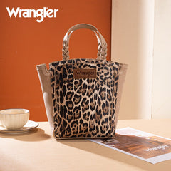 Wrangler Western Braided Handle Leopard Tote Bag