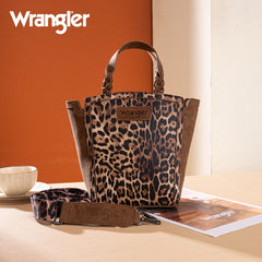 Wrangler Western Braided Handle Leopard Tote Bag