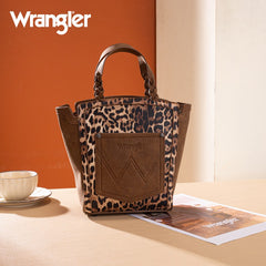 Wrangler Western Braided Handle Leopard Tote Bag