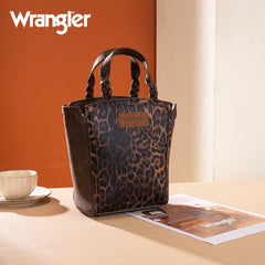 Wrangler Western Braided Handle Leopard Tote Bag