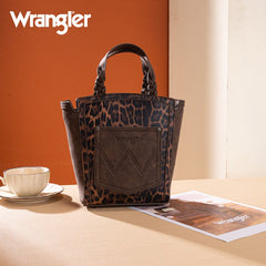 Wrangler Western Braided Handle Leopard Tote Bag