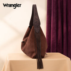 Wrangler Fringe Floral Tooled Hobo Bag