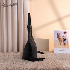 Wrangler Fringe Floral Tooled Hobo Bag