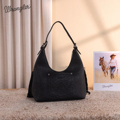 Wrangler Fringe Floral Tooled Hobo Bag