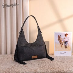 Wrangler Fringe Floral Tooled Hobo Bag