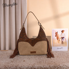 Wrangler Fringe Floral Tooled Hobo Bag