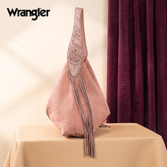 Wrangler Fringe Floral Tooled Hobo Bag