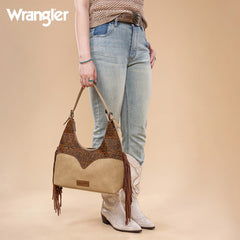 Wrangler Fringe Floral Tooled Hobo Bag