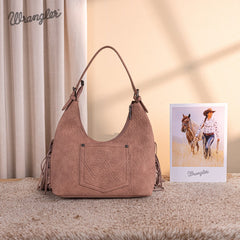 Wrangler Fringe Floral Tooled Hobo Bag