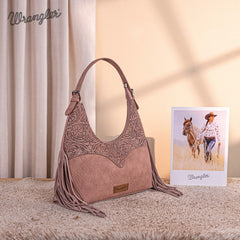 Wrangler Fringe Floral Tooled Hobo Bag
