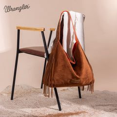 Wrangler Fringe Floral Tooled Hobo Bag
