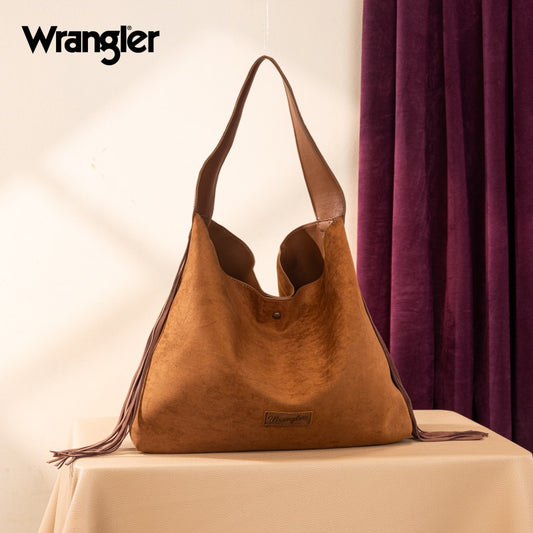 Wrangler Fringe Floral Tooled Hobo Bag