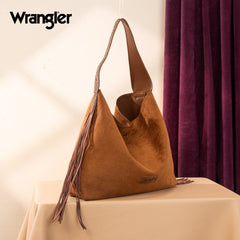 Wrangler Fringe Floral Tooled Hobo Bag
