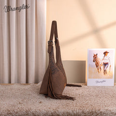 Wrangler Fringe Floral Tooled Hobo Bag