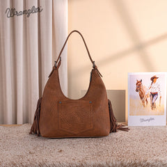 Wrangler Fringe Floral Tooled Hobo Bag