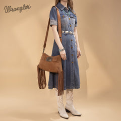 Wrangler Fringe Buckle Crossbody Hobo Bag