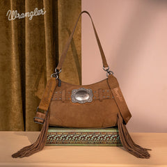 Wrangler Fringe Buckle Crossbody Hobo Bag