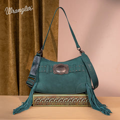 Wrangler Fringe Buckle Crossbody Hobo Bag