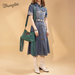 Wrangler Fringe Buckle Crossbody Hobo Bag