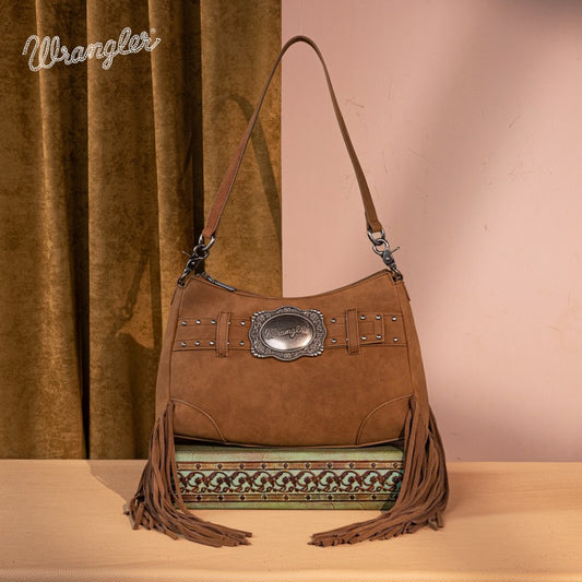 Wrangler Fringe Buckle Crossbody Hobo Bag