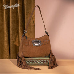 Wrangler Fringe Buckle Crossbody Hobo Bag