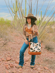 Wrangler Cow Print Chain Tote With Wallet Set