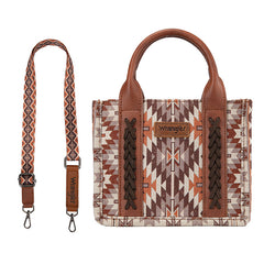 Wrangler Aztec Embroidered Whipstitch Canvas Mini Tote Bag