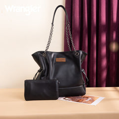 Wrangler Cow Print Chain Tote With Wallet Set