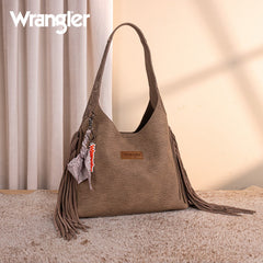 Wrangler Fringe Floral Tooled Hobo Bag