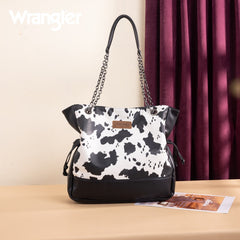 Wrangler Cow Print Chain Tote With Wallet Set