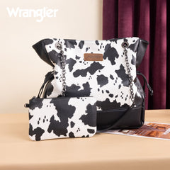Wrangler Cow Print Chain Tote With Wallet Set