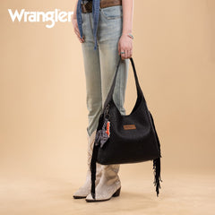 Wrangler Fringe Floral Tooled Hobo Bag