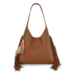 Wrangler Fringe Floral Tooled Hobo Bag