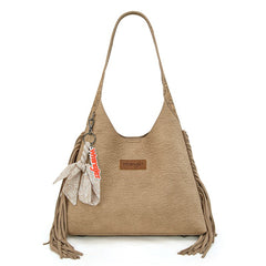 Wrangler Fringe Floral Tooled Hobo Bag