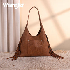 Wrangler Fringe Floral Tooled Hobo Bag